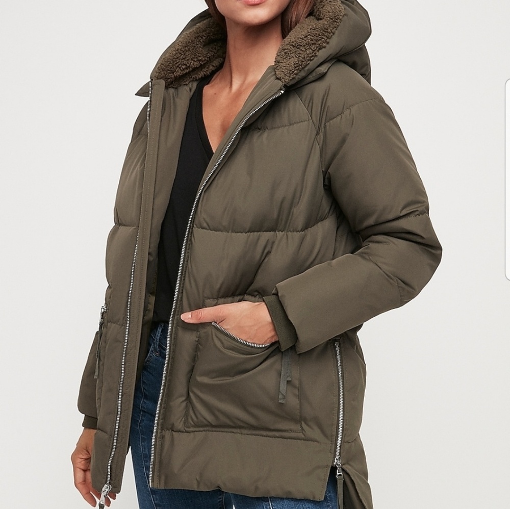 Express sherpa lined puffer coat
